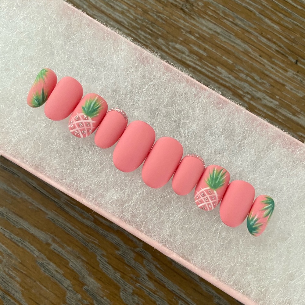 Pink Pineapple Press-On Nails